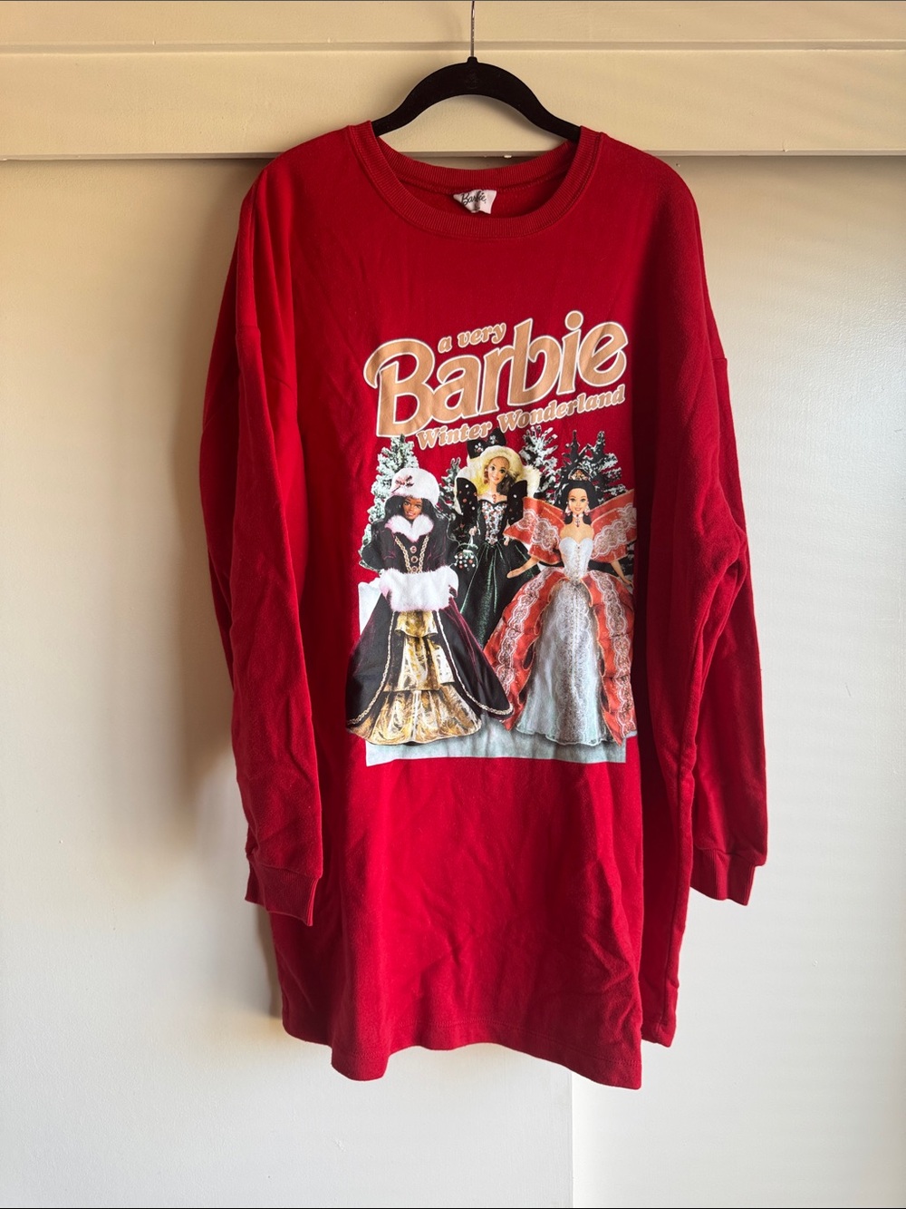 Barbie Red Holiday Graphic Sweatshirt Pajamas Sleepwear Large